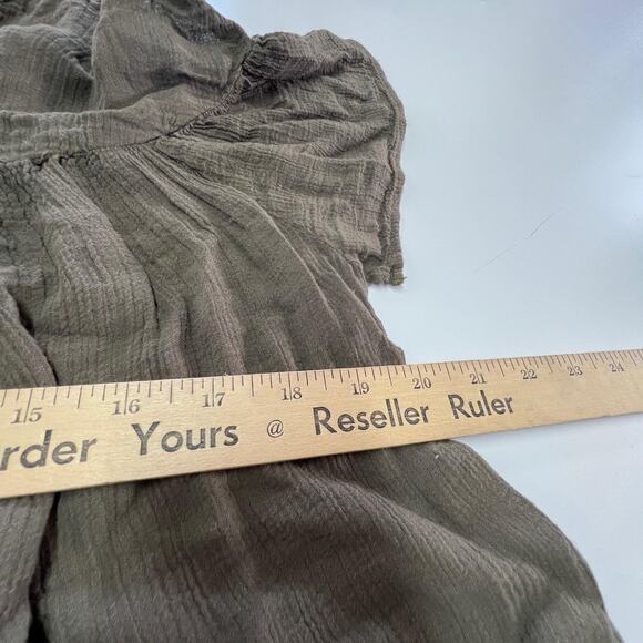 Stella Forest Blouse Womens 38 Medium Brown Green Button Front Flowy Top Boho - Picture 8 of 8